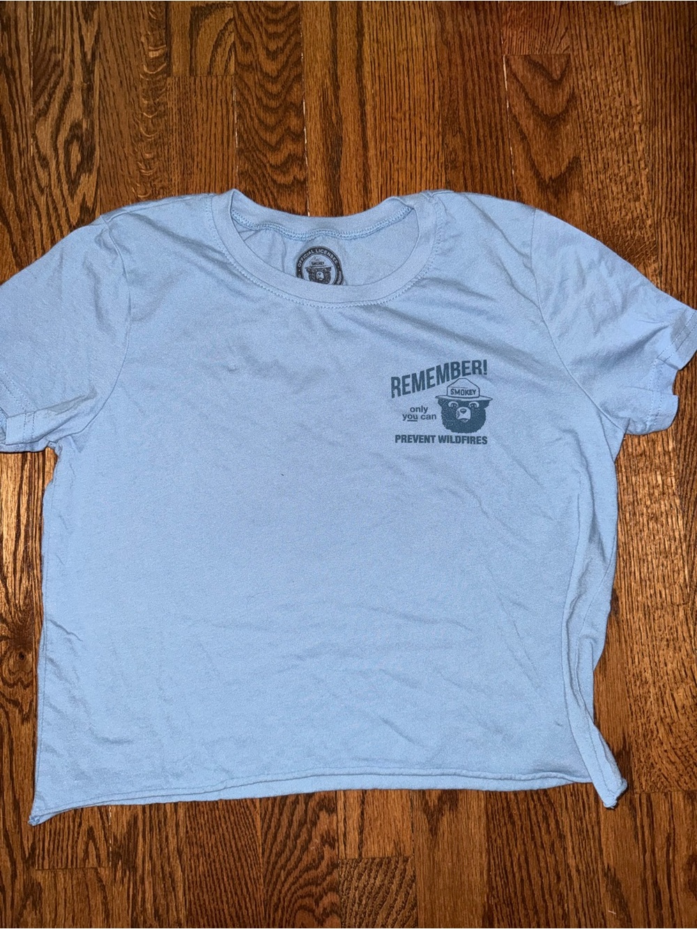 Smokey the Bear Light Blue Crop Tee - Women's